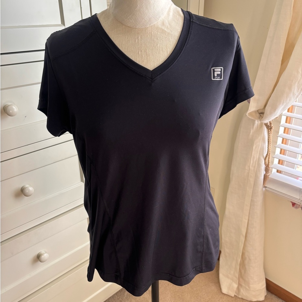 Fila Women's Black V-Neck Sport Tee